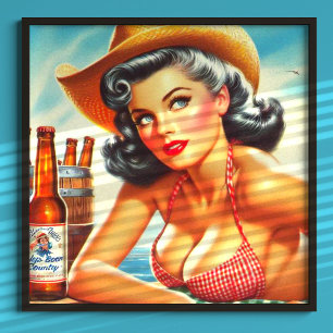 Poster Retro Beer Country Girl