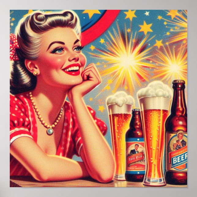 Poster Retro Beer Girl (Frente)