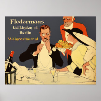 Pôster Retro Berlim, 1920, restaurante de vinho de Plakat