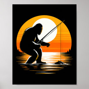 Poster Retro Bigfoot Silhueta Sasquatch Esconde-Esconde F