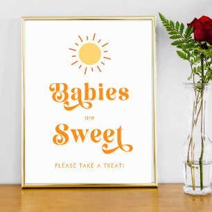 Poster Retro Boho Sun Babies são sinais de favor do trata