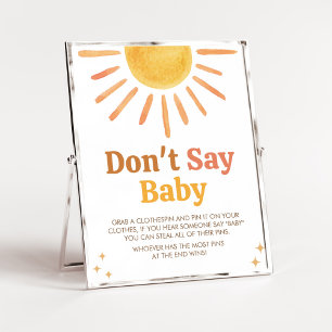 Poster Retro Boho Sunshine Chá de fraldas Don't say Baby