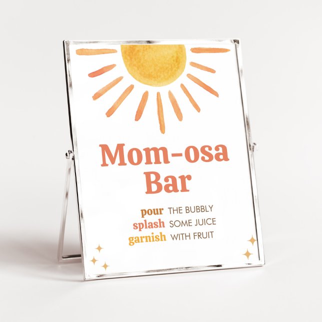 Poster Retro Boho Sunshine Chá de fraldas Mãe Bar Osa (Boy Boho Sunshine Baby Shower Mom Osa Bar Sign)