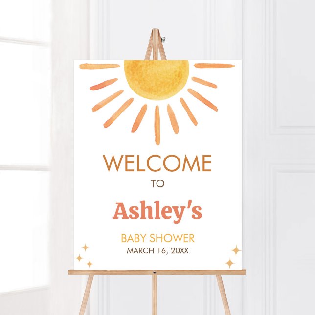 Poster Retro Boho Sunshine Chá de fraldas Welcome (Boy Boho Sunshine Baby Shower Welcome Sign)