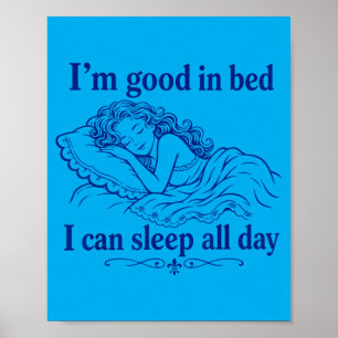 Poster Retro Bom Na Cama Posso Dormir Dia Engraçado Sono