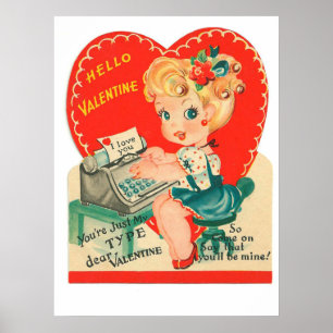 Poster retro bonito do feriado dos namorados do