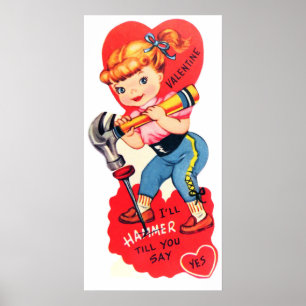 Poster retro bonito dos namorados do vintage