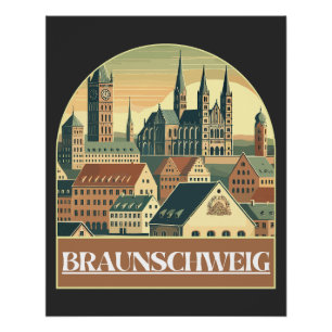 Pôster Retro Braunschweig Skyline
