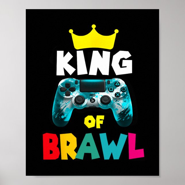 Poster Retro Brawl King Gamer Gaming Brawler Brawl Funny  (Frente)