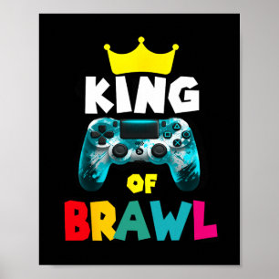Poster Retro Brawl King Gamer Jogos Brawler Briga Engraça