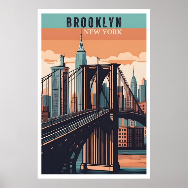 Poster Retro Brooklyn: Explorando o Boro Nostálgico da NY (Frente)