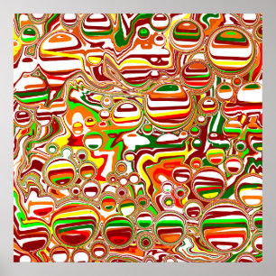 Poster Retro Bubbles Digital Art