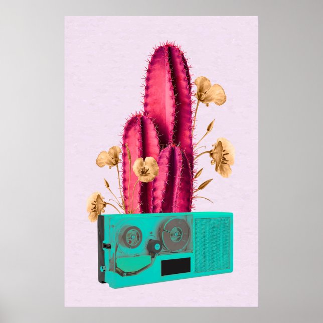Poster Rétro Cactus Néon (Frente)