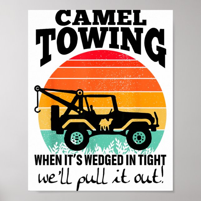 Poster Retro Camel Towing Sarcastic Quotes Life Without M (Frente)