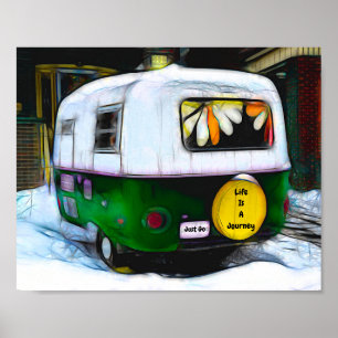 Poster Retro Camper Hippie Life É Uma Viagem Apenas Ir