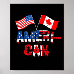 Poster Retro Canadense Bandeira Canadá EUA Patriótico Can