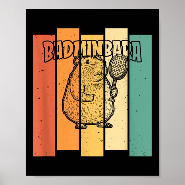 Poster Retro Capybara Shuttle - Badminton Vintage Badminb (Frente)