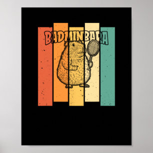 Poster Retro Capybara Shuttle - Vintage Badminton Badminb