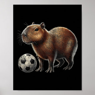 Poster Retro Capybara Soccer 