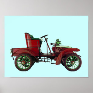 PÔSTER RETRO CAR VERMELHO / RESTAURAÇÃO AUTOMÁTICA - A