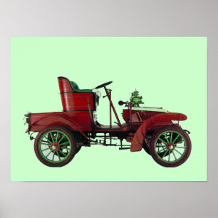 PÔSTER RETRO CAR VERMELHO / RESTAURAÇÃO AUTOMÁTICA - A