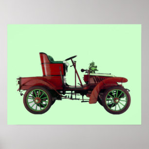 PÔSTER RETRO CAR VERMELHO / RESTAURAÇÃO AUTOMÁTICA - AUTO