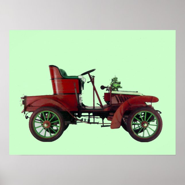 PÔSTER RETRO CAR VERMELHO / RESTAURAÇÃO AUTOMÁTICA - AUTO (Frente)