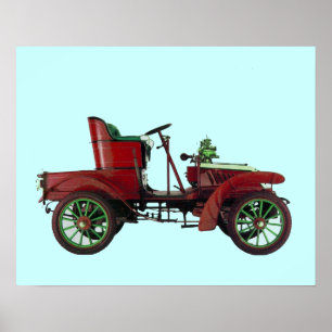 PÔSTER RETRO CAR VERMELHO / RESTAURAÇÃO AUTOMÁTICA - AUTO