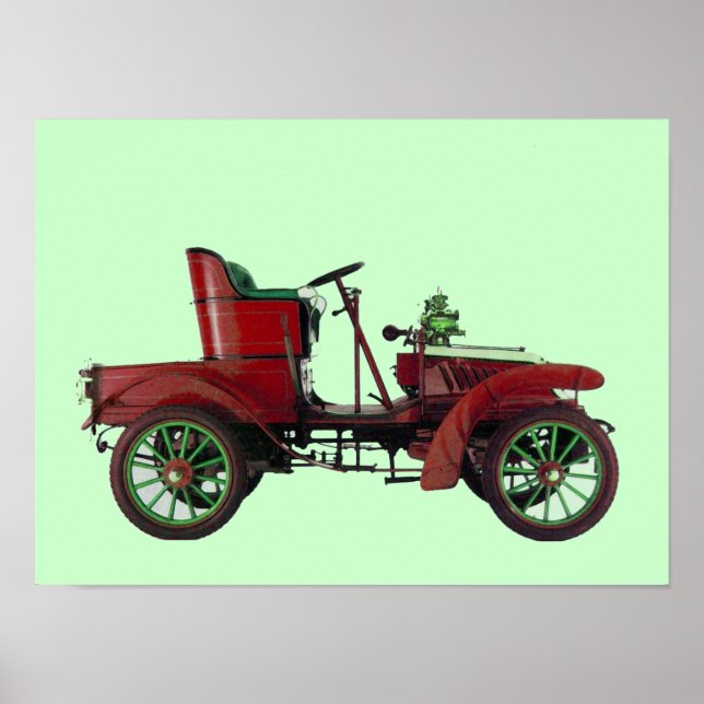 PÔSTER RETRO CAR VERMELHO / RESTAURAÇÃO AUTOMÁTICA - AUTO (Frente)