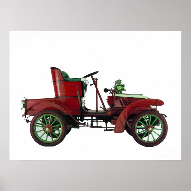 PÔSTER RETRO CAR VERMELHO / RESTAURAÇÃO AUTOMÁTICA - AUTO (Frente)