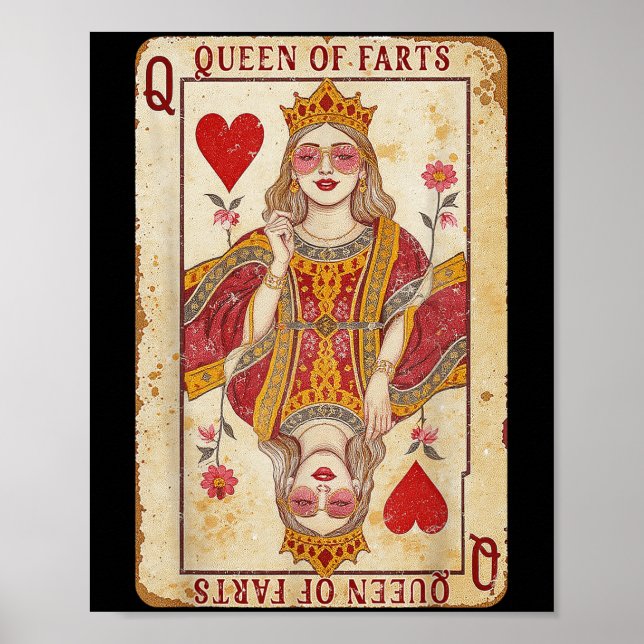 Poster Retro Card Queen Of Farts Novelty Fart Queen (Frente)