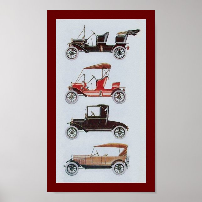Poster RETRO CARROS, preto vermelho (Frente)