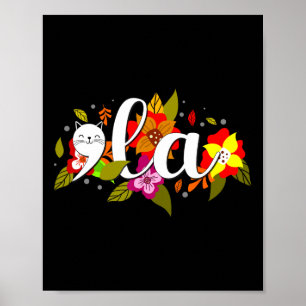Poster Retro Cat Comma La Floral Kamala Harris Presidente