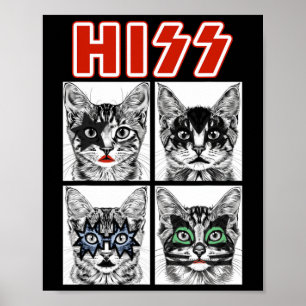 Poster Retro Cat Rock Music Concert Bandas Homens Criança