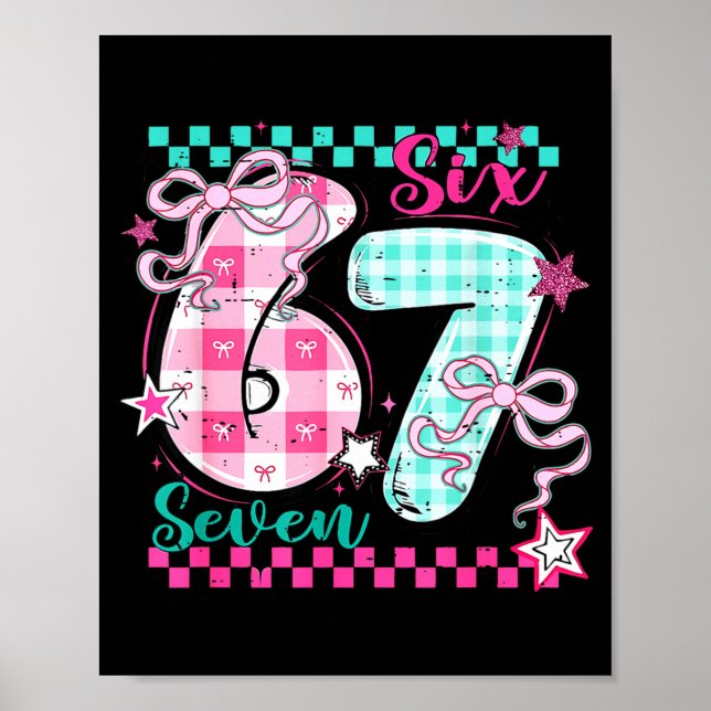 Poster Retro Checkered Valentine Six Seven Meme 67 Viral  (Frente)