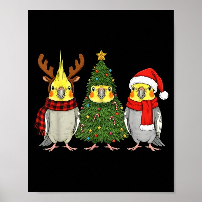 Poster Retro Christmas Atiel Parrot Santa Reindeer  (Frente)