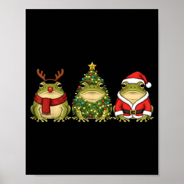 Poster Retro Christmas Desert Rain Frog Santa Reindeer  (Frente)