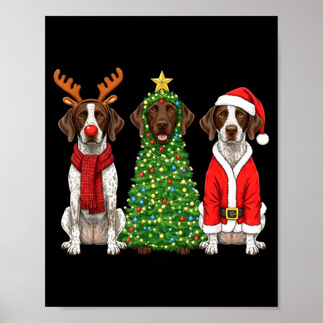 Poster Retro Christmas German Shorthaired Inter Santa Rei (Frente)