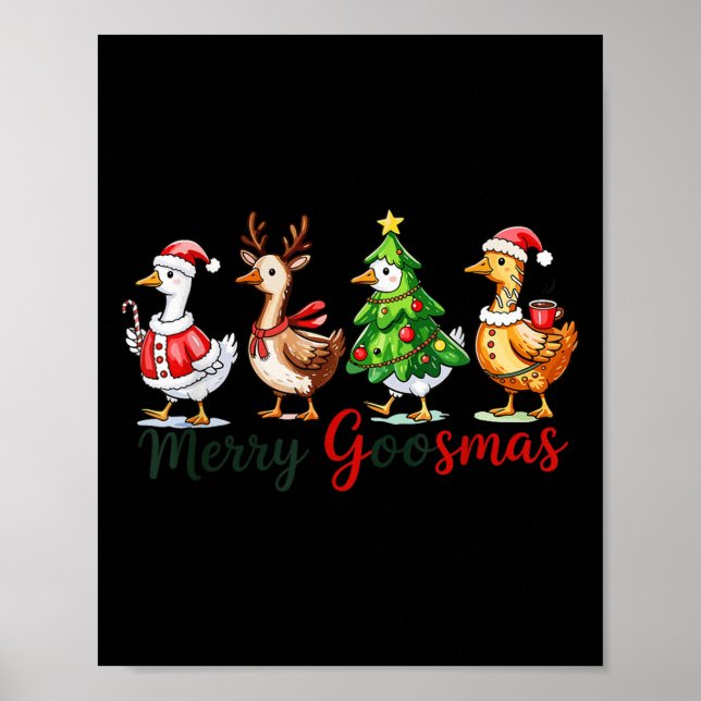 Poster Retro Christmas Goose Xmas Merry Goosmas  (Frente)