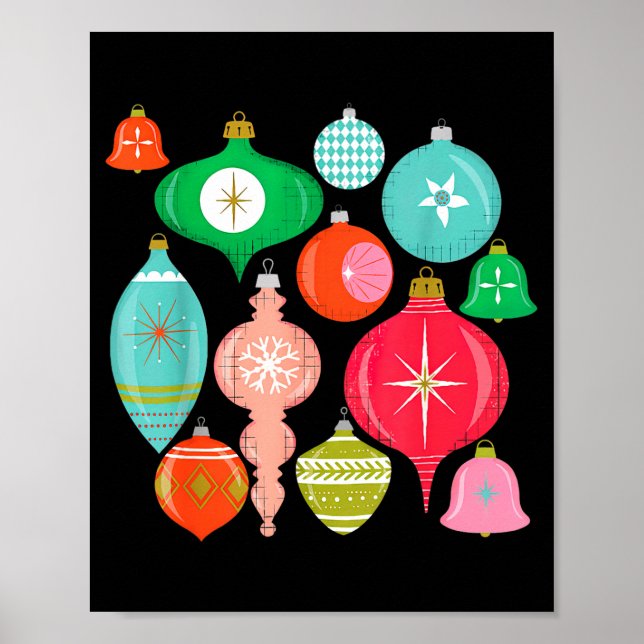 Poster Retro Christmas Ornaments Mid Century Modern  (Frente)