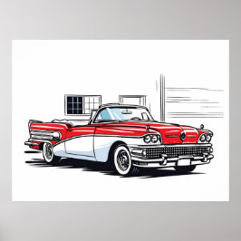 Poster Retro Classic Convertible Side Pop Art