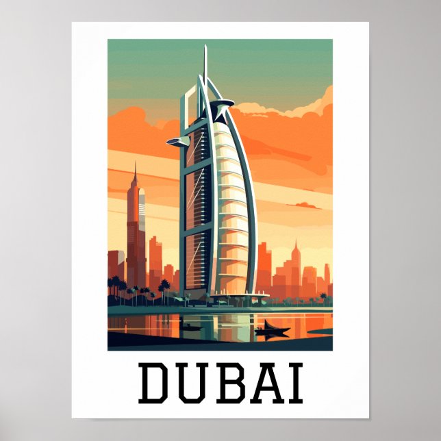 Poster Retro Classic Viagem Dubai UAE (Frente)