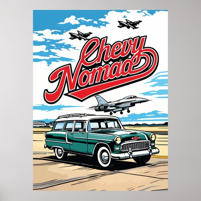 Poster Retro Classic Wagon Sky Pop Art Illustration Print (Frente)