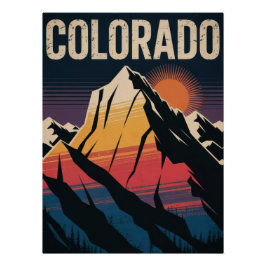Pôster Retro Colorado Travel Poster - Vintage Mountain