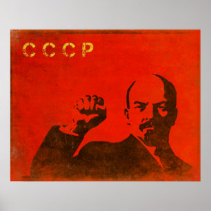 Poster retro com impressão de Lenin URSS do