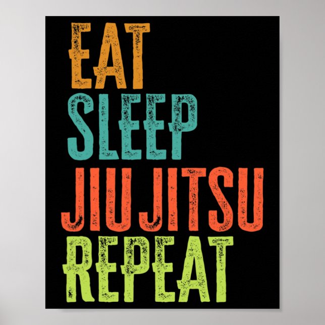 Poster Retro Coma Dormir Jiu Jitsu Repetir Submi De Arte  (Frente)