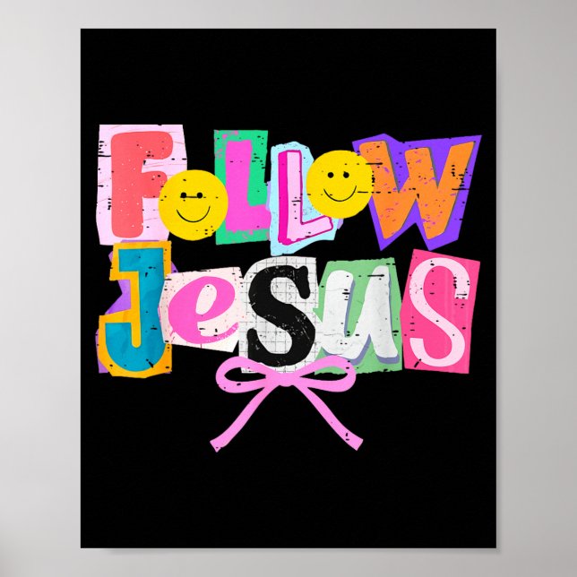 Poster Retro Coquette Cute Follow Jesus Bible Verse Faith (Frente)