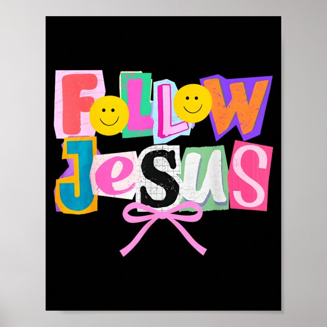 Poster Retro Coquette Cute Follow Jesus Bible Verse Faith (Frente)