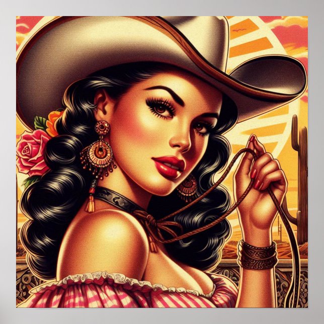 Poster Retro Cowgirl (Frente)