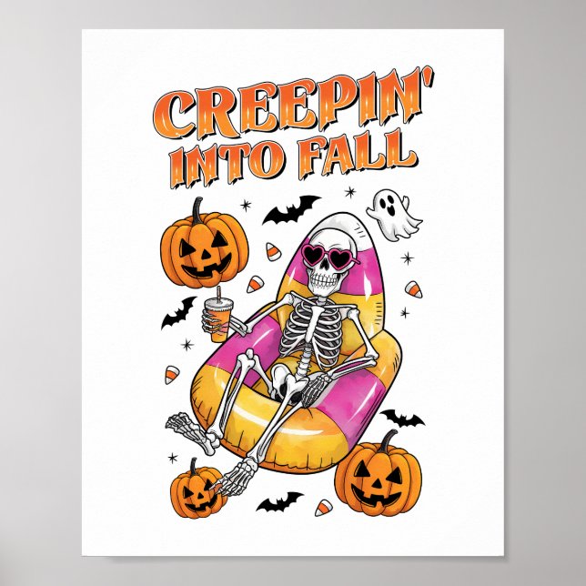 Poster Retro Creepin no Dia das Bruxas (Frente)